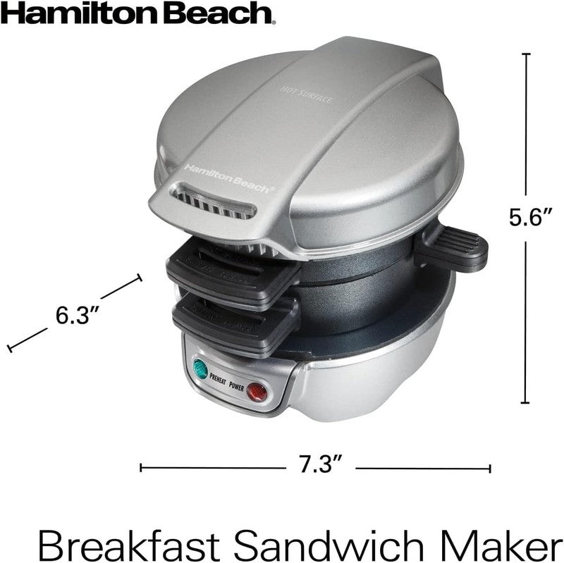 Breakfast Sandwich Maker with Egg Cooker Ring, Customize Ingredients, Perfect fo7