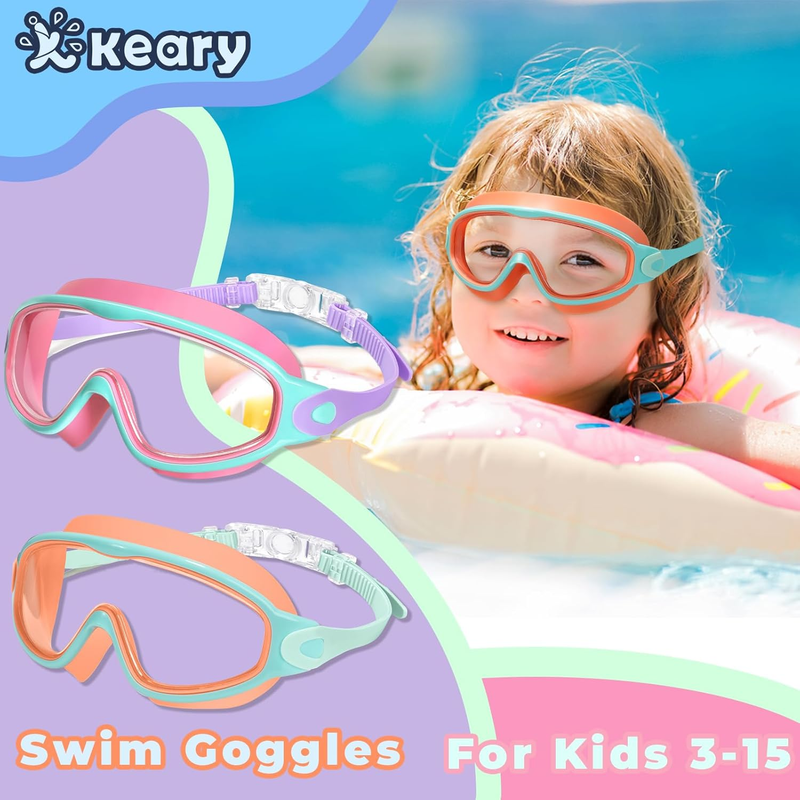 2 Pack Youth Swim Goggles Boys Girls Anti Fog UV Protection Pool Goggles1