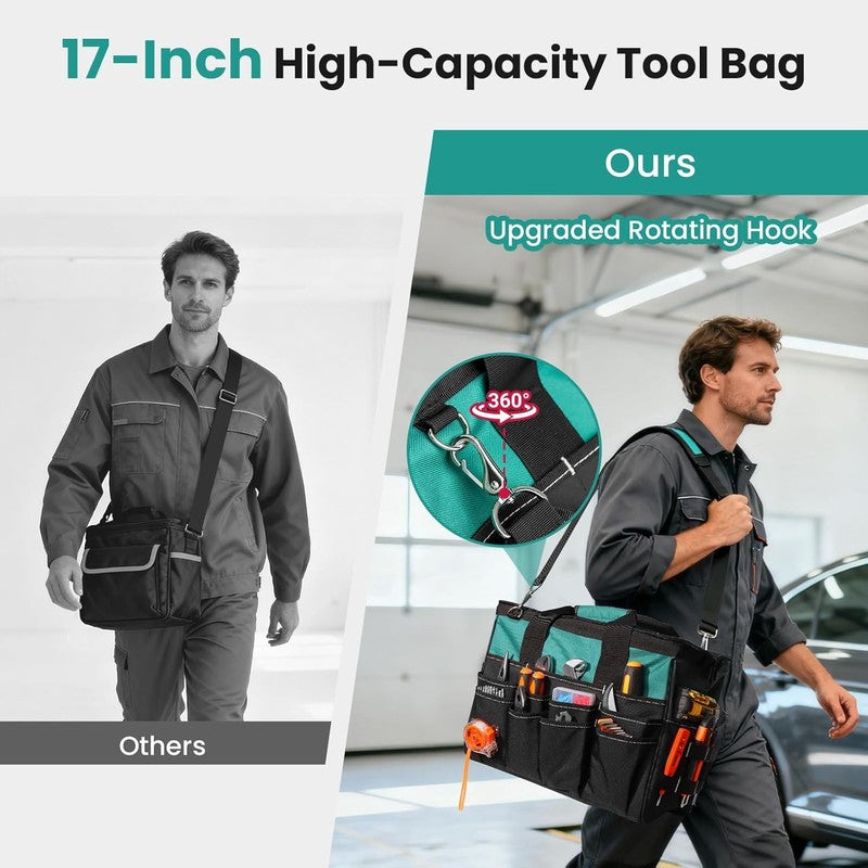 17" Heavy Duty Tool Bag 1680D Multi-Pocket Organizer with Shoulder Strap5