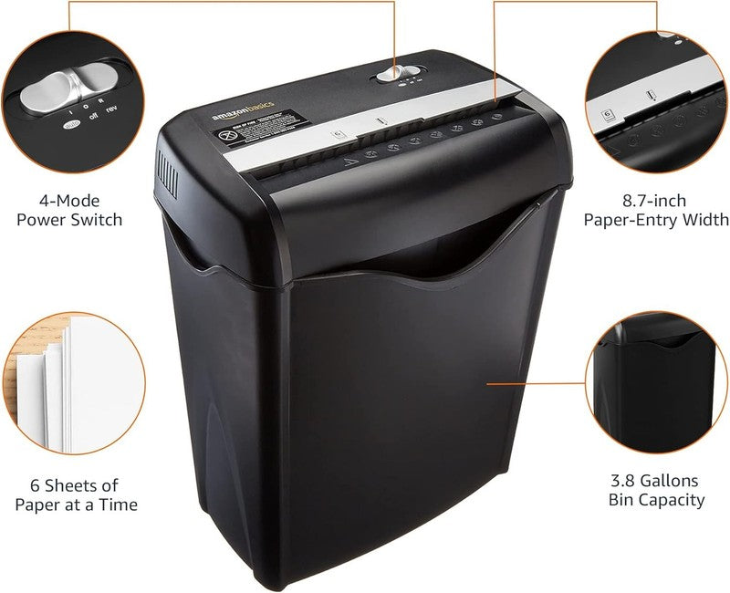 6 Sheet Cross Cut Paper and Credit Card Home Office Shredder with 3.8 Gallon Bin7