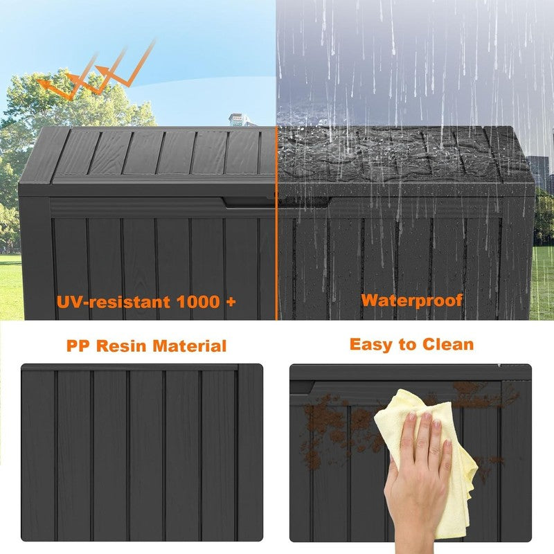 80 Gallon Lockable Resin Deck Box   Waterproof Storage for Tools & Furniture5