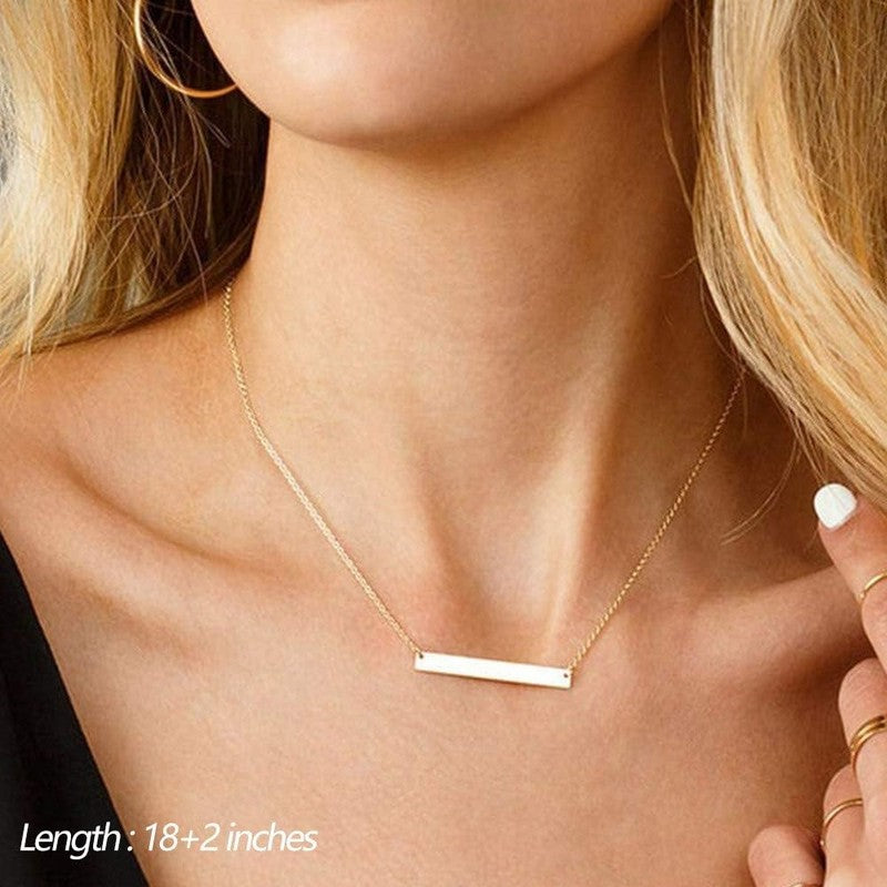 Dainty Layered Choker Necklace 14K Gold Plated Y Bar Disc Pendant for Women3