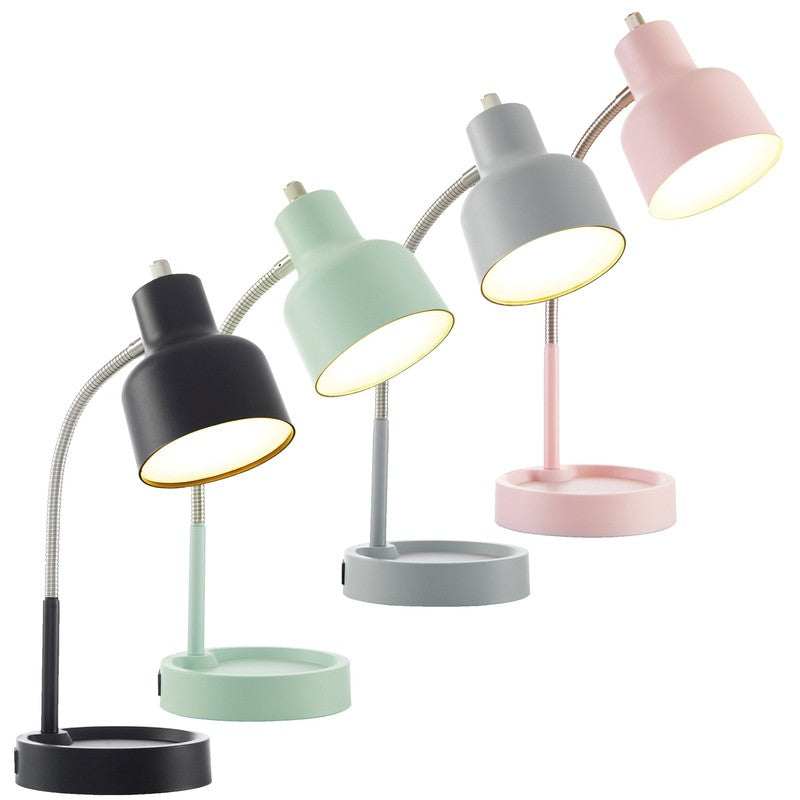 Modern LED Desk Lamp Organizer Base AC Outlet Blush Pink8
