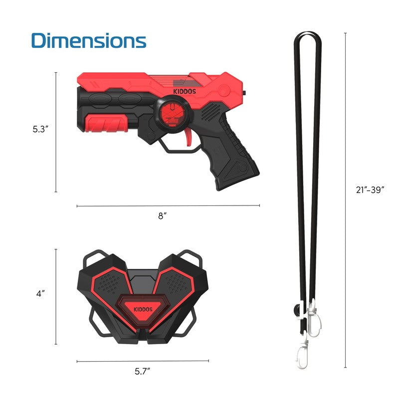 Laser Tag Blasters Set of 4 w/ Guns & Chest Plates Battery Powered Blue Red3