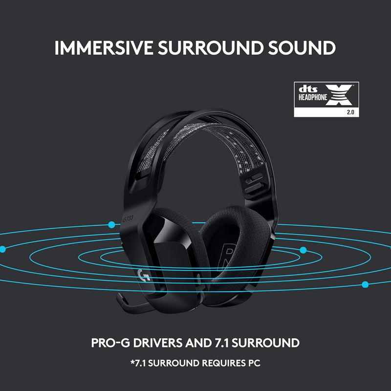 733 Lightspeed Wireless Gaming Headset, Suspension Headband, Lightsync RGB, Blue9