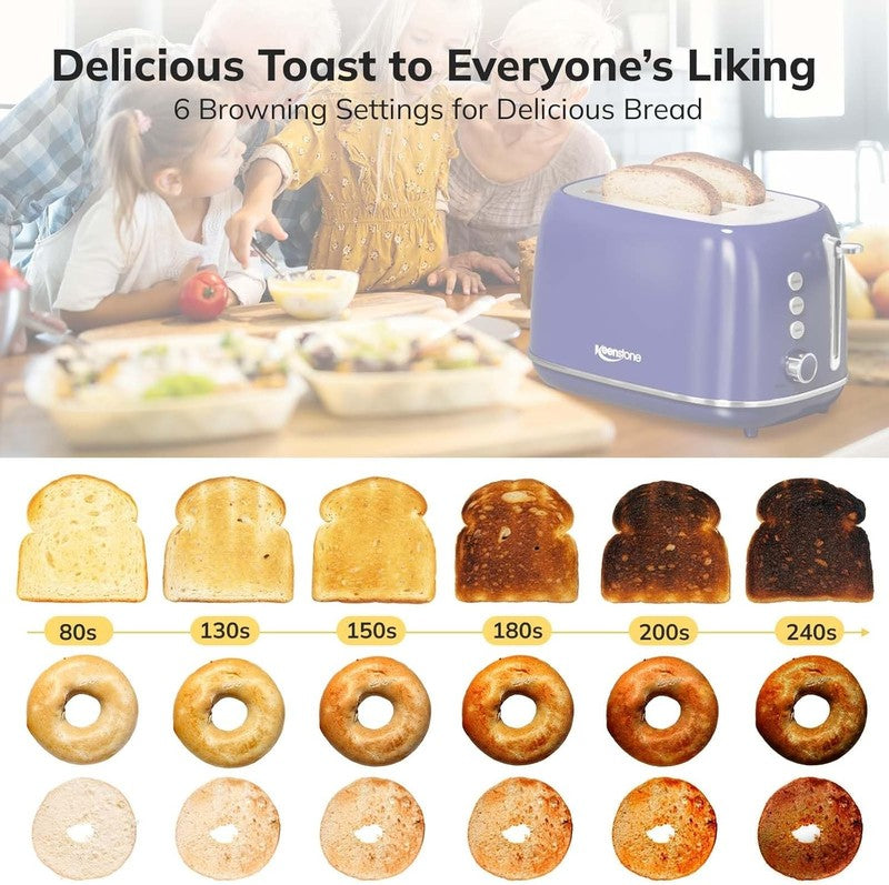 Retro 2-Slice Toaster Dark Blue - Stainless Steel, Bagel, Defrost, 6 Shade3