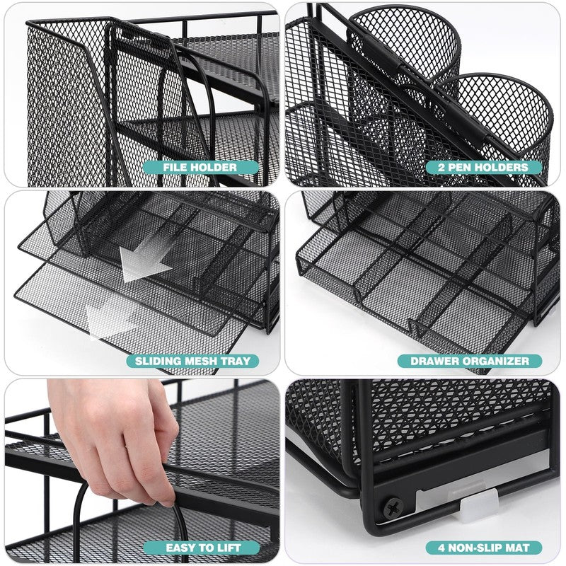 Desktop Organizer 4 Tier Desk Organizers Sets and Storage, File Organizers for D3