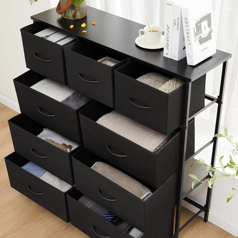 Dresser for Bedroom, Storage Organizer with 9 Drawers, Chest of Drawers with Fab7