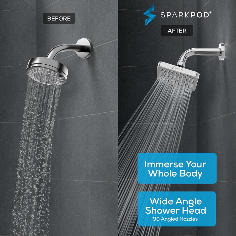 Shower Head - High Pressure Rain - Premium Quality Luxury Design - 1-Min Install2