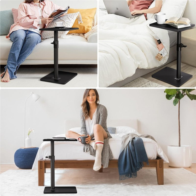 360° Swivel Adjustable Sofa Arm Tray Table Black Side Table4