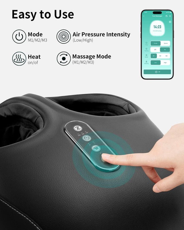 Shiatsu Foot Massager with Heat & APP Control for Pain Relief, Fits Up to 13"6