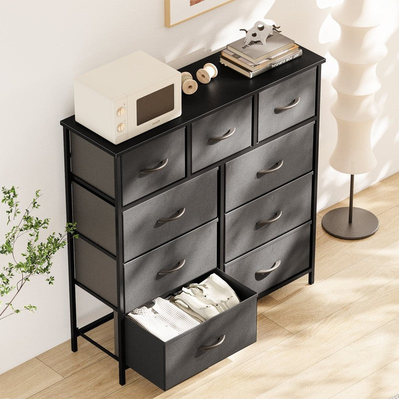 Fabric Dresser for Bedroom 9 Drawer, Grey2