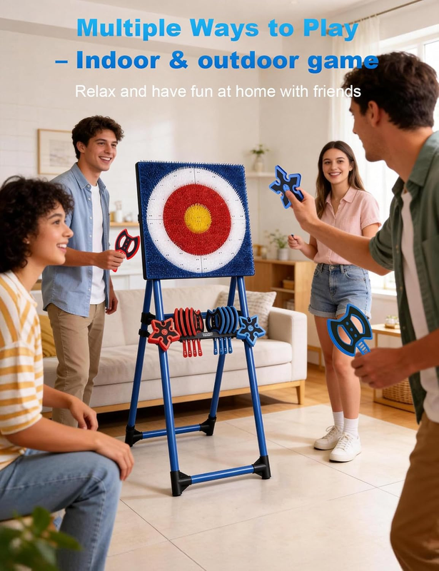 Axe Throwing Game for Backyard Indoor Outdoor w/ 8 Axes 8 Star Darts3