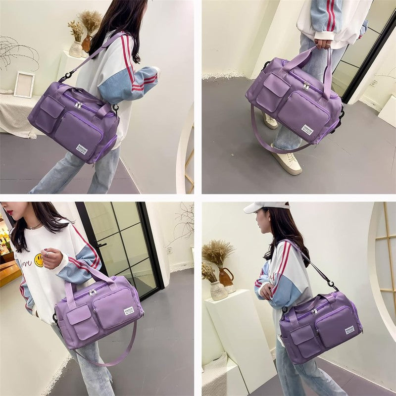 Women Gym Duffle Bag Travel Weekender Carry On w/ Shoe Compartment1