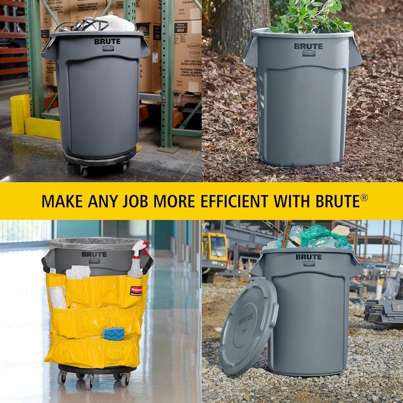 32-Gal Heavy-Duty Trash Can with Venting Channels, Gray Garbage Bin5