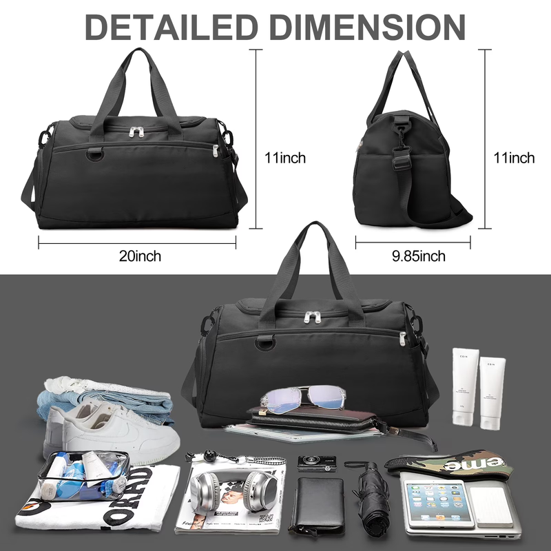 Travel Duffle Bag Gym Bags with Shoe Compartment Wet Pocket Waterproof for Weeke6