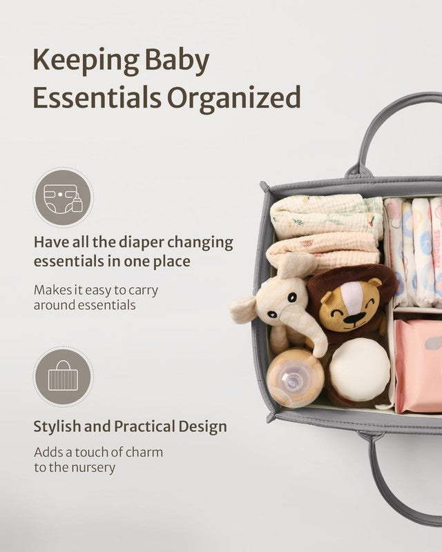 Baby Diaper Caddy Organizer Storage Basket Newborn Essentials Gray1