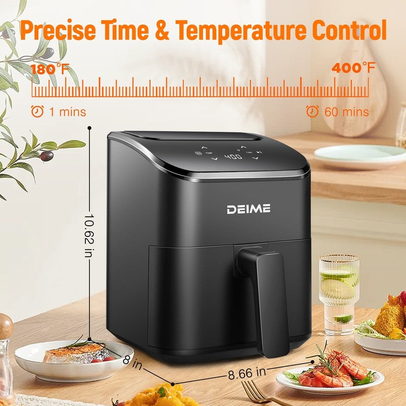 3QT Digital Air Fryer, Compact & Quiet, Bake, Reheat, Nonstick Basket, Black4
