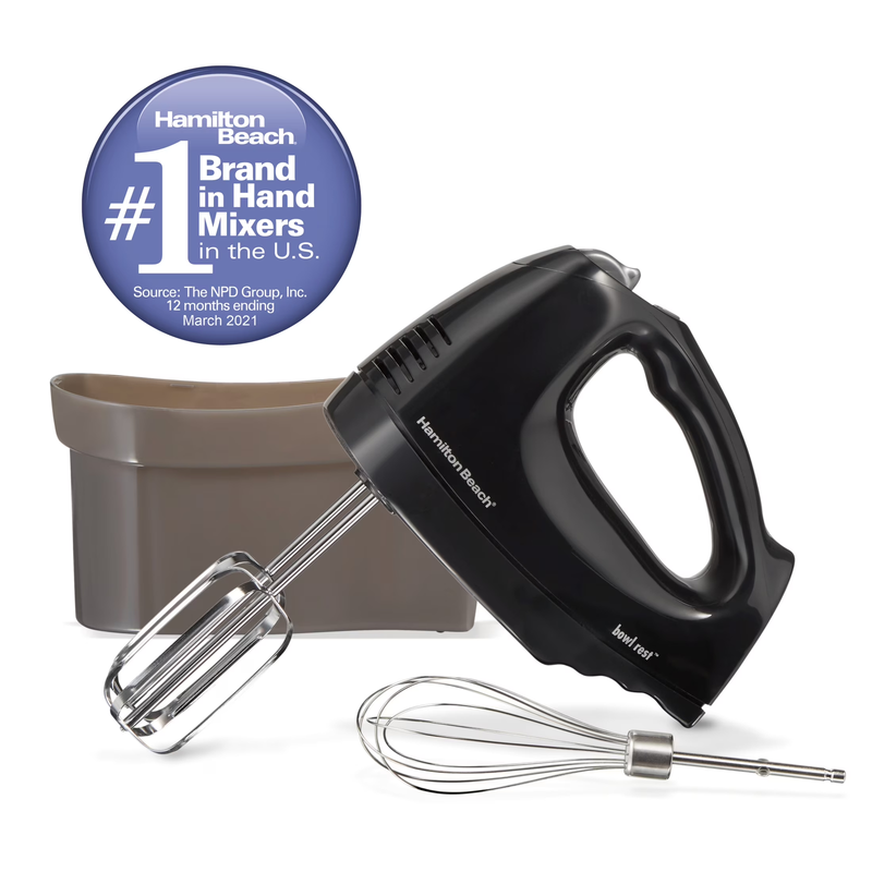 6-Speed Electric Hand Mixer with Quickburst Storage Case 3 Attachments Black6