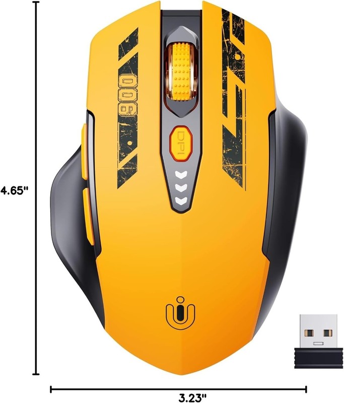 Wireless Rechargeable Mouse 2.4GHz Ergonomic 4 DPI Levels Yellow6