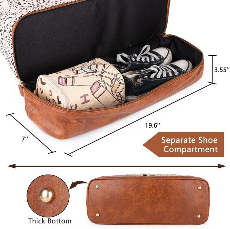 Canvas Weekender Duffle Bag Women Carry On w/ Shoe Compartment Toiletry3