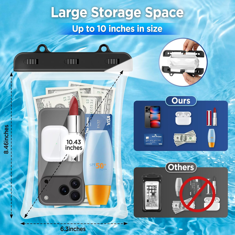 Floatable Phone Pouch 2 Pack Waterproof IPX8 Travel Beach Bag2
