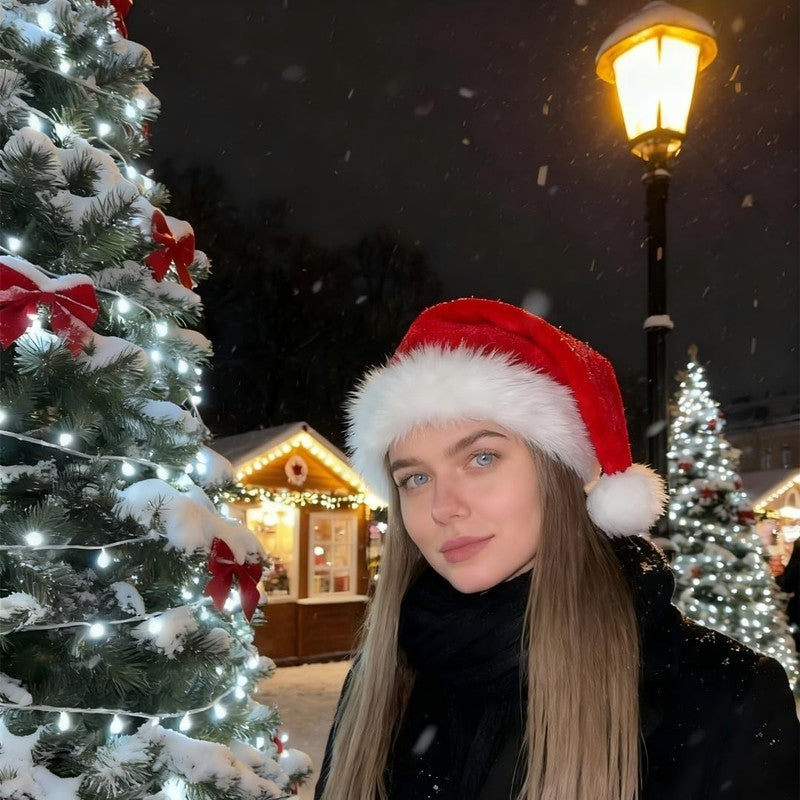 Christmas Hat, Santa Hats for Adults & Kids Red Velvet Comfort Extra Thicken Hol5