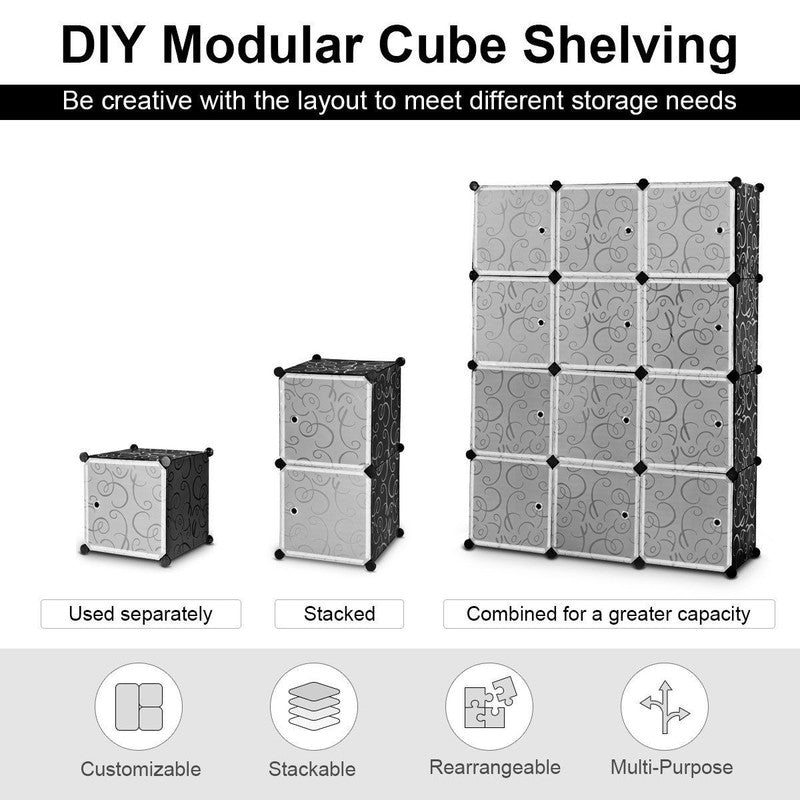Portable 12-Cube Closet Organizer - Stylish Storage for Clothes & Accessories1