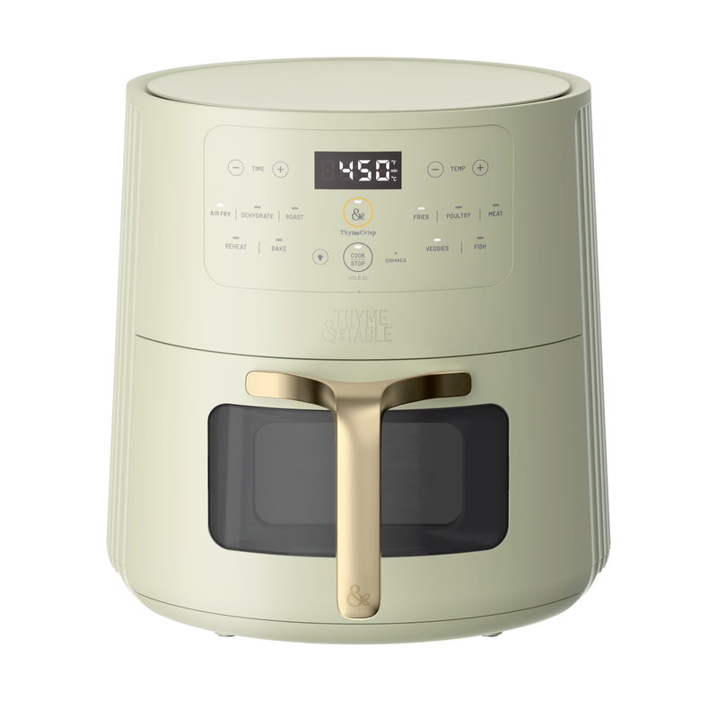 6QT Air Fryer with Thymecrisp Ceramic Nonstick Basket Eucalyptus Green0
