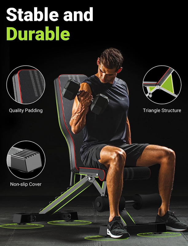 Yoleo Adjustable Weight Bench for Full Body Workout; Foldable Bench Press Bench3