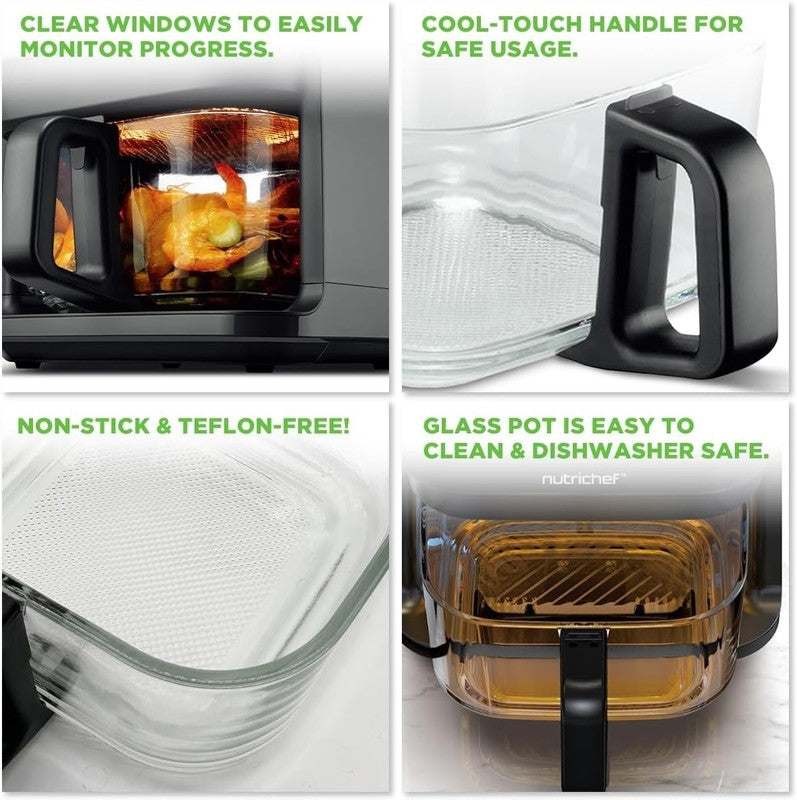 5.8Qt Air Fryer 8-in-1 w/ Transparent Bowl Precise Temp Control Grey2