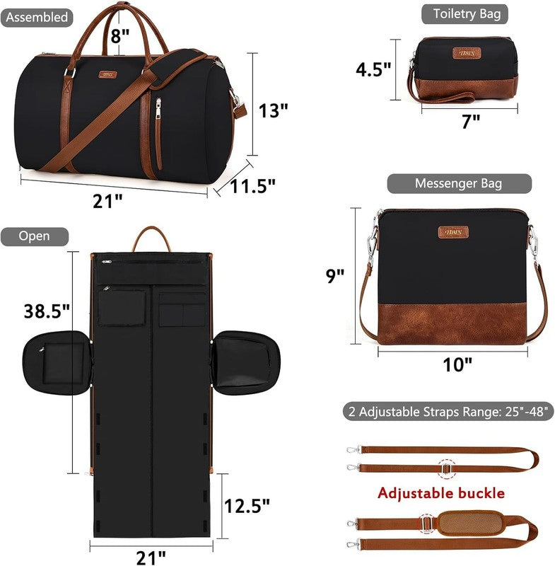 50L 2in1 Garment Duffle Bag w/ Shoe Compartment 4Pc Set Travel Weekender4