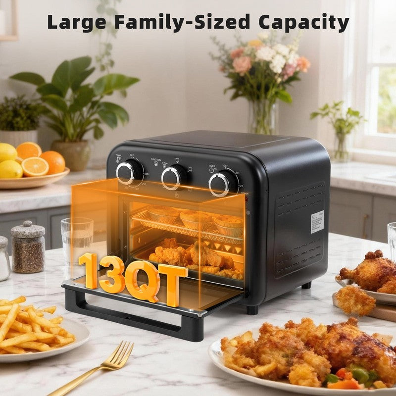 1300W 6 in 1 Air Fryer Toaster Oven | 13QT Convection, Roast, Bake, Broil, Toast6