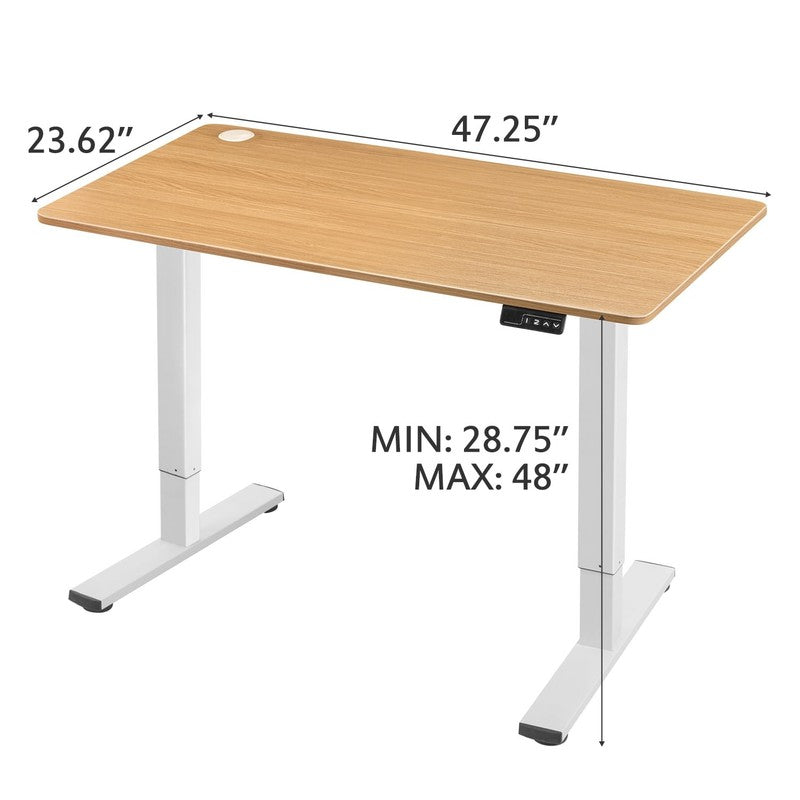 40"×24" Electric Height Adjustable Standing Desk T Shaped Metal White/Wood5