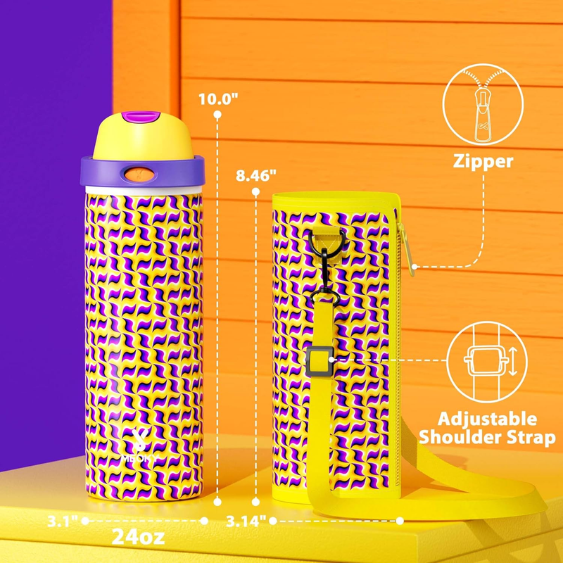 24oz Stainless Steel Water Bottle w/ Straw Leakproof Travel Sports Gym6