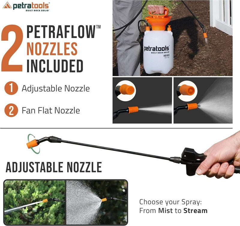 1 Gallon Garden Pump Sprayer HD101 for Lawn Care Pesticides with Hose & Nozzles1
