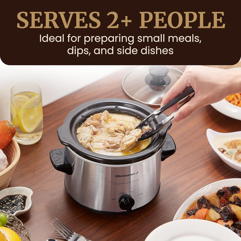 MST-250XS Electric Slow Cooker Ceramic Pot, Adjustable Temp, Entrees, Sauces, St2