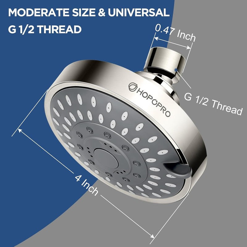 5 Mode High Pressure Shower Head 4" Fixed High Flow Brushed Nickel Recommended2