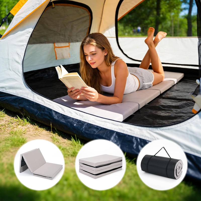 Camping Cot w/ 2" Memory Foam Mattress 900LBS Heavy Duty Extra Wide 1200D3