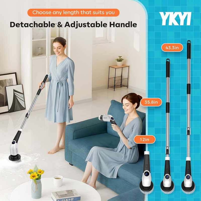 Electric Spin Scrubber,Cordless Cleaning Brush,Shower Cleaning Brush with 8 Repl1