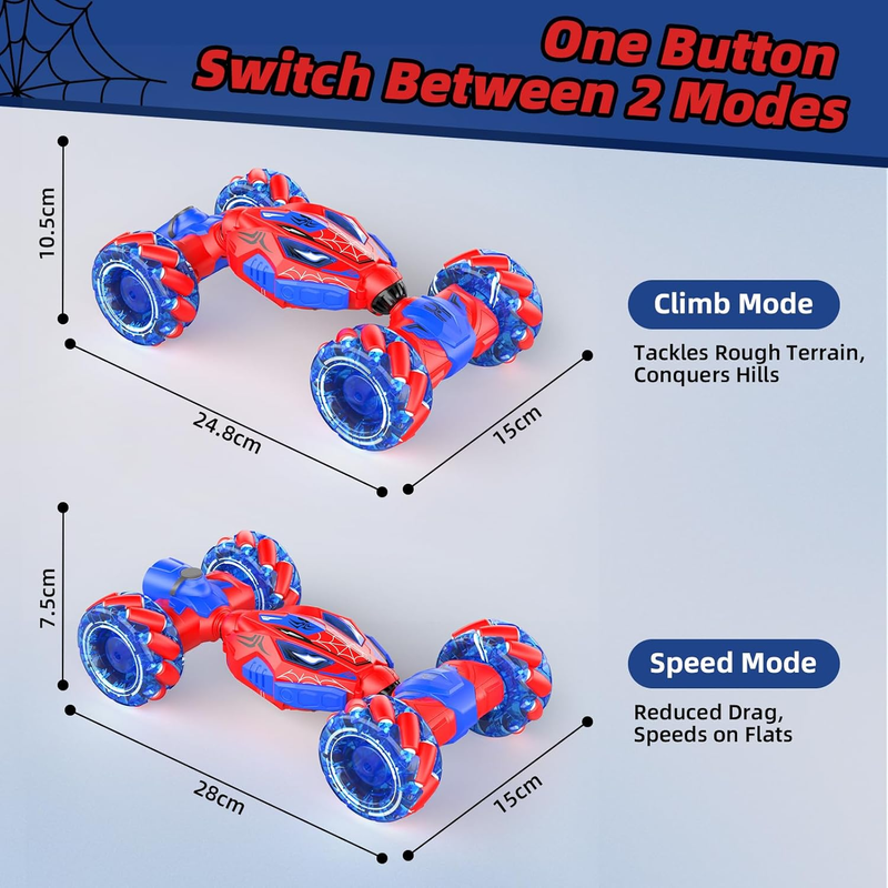 RC Stunt Car 4WD Gesture Control 360° Double Sided Lights Music Spray Toy6