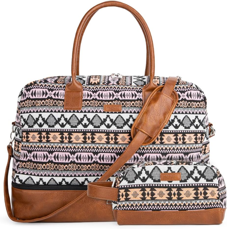 Canvas Weekender Duffle Bag Multi Carry On Travel Tote w/ Shoe Pouch0