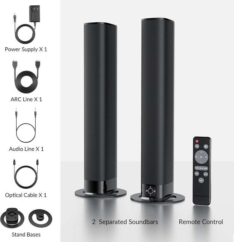 2 in 1 Bluetooth Sound Bar for TV ARC OPT AUX 3 EQ Modes Detachable Speaker7