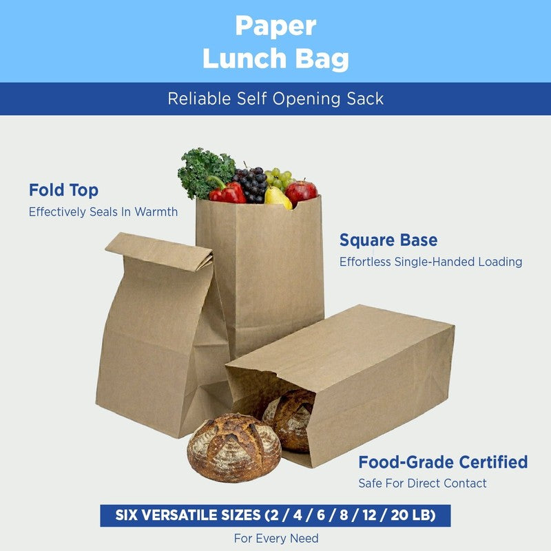 Brown Paper Bags, 8 Lb, 1,000 Ct – Kraft Grocery, Lunch, and Takeout Bags, Bulk 6