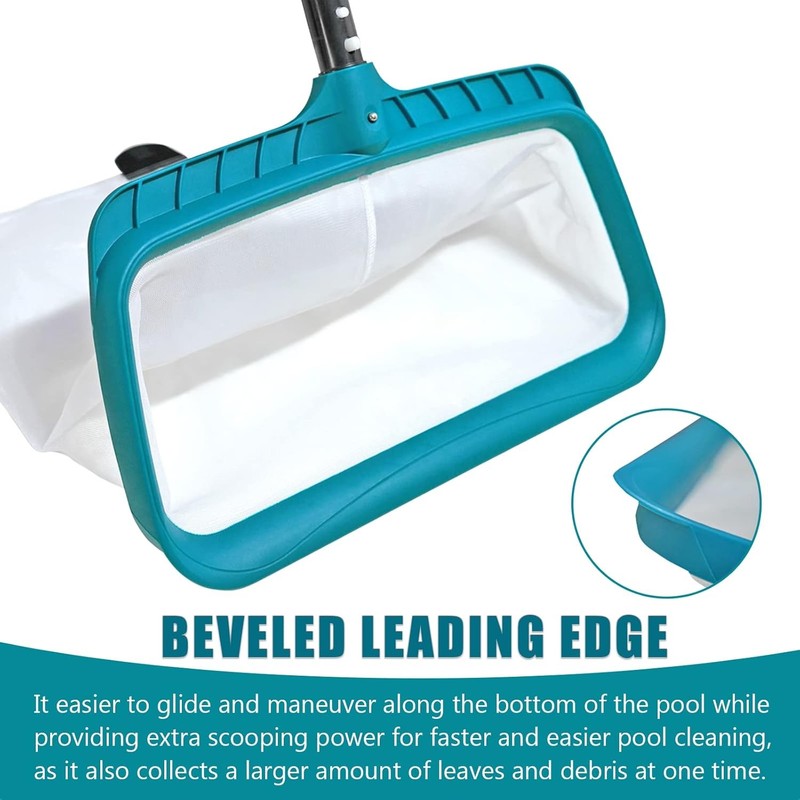 Professional Pool Skimmer Net, Heavy Duty Swimming Leaf Rake Cleaning Tool with 2
