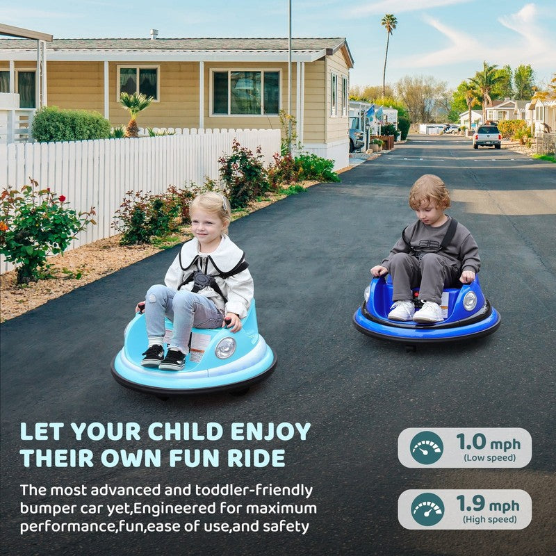 12V Light Blue Toddler Bumper Car 360° Spin Remote Control 5 LED Lights8