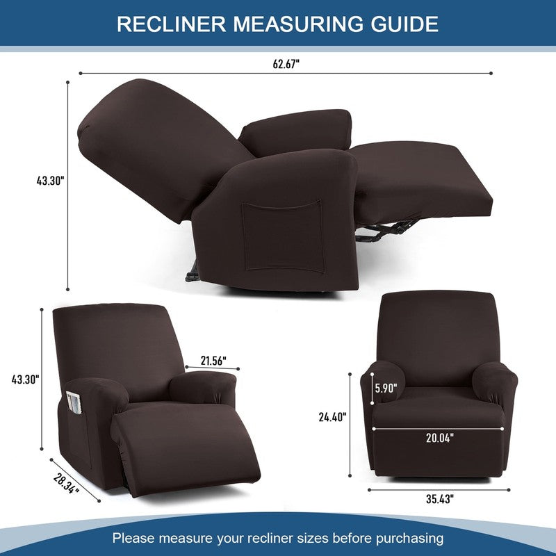 Recliner Chair Slipcover Stretch Cover with Pockets Furniture Protector, Coffee1