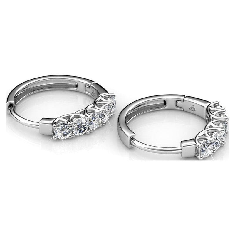 Bethany 18K White Gold Plated 15Mm Hoop Earrings with Crystals for Women6