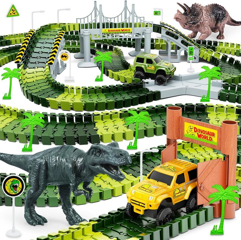 Dinosaur Tracks, 271 PCS Create a Dinosaur World Road Race for Kids Boys Toys Fl1