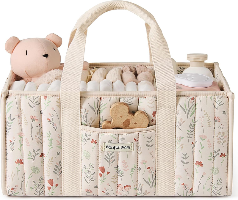 Floral Diaper Caddy Organizer Nursery Storage Basket Beige Baby7